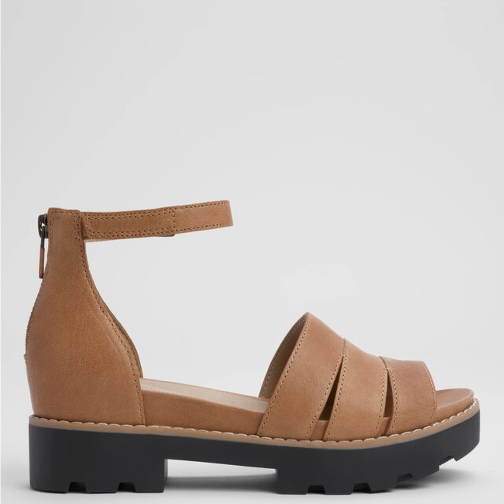 Eileen fisher heir-tumbled leather wedge sandals